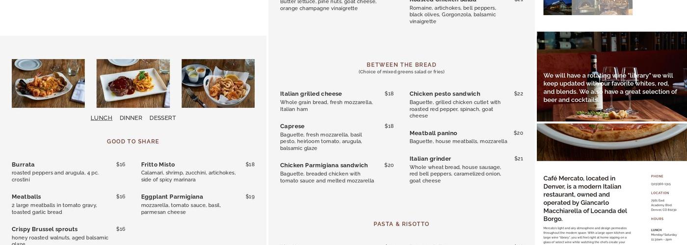 Café Mercato Menu
