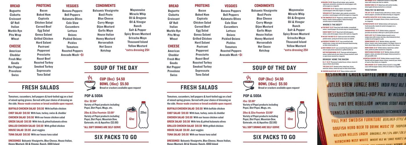 Carson Street Deli & Craft Beer Bar Menu