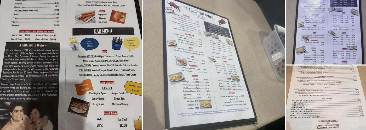 EL TORO Menu