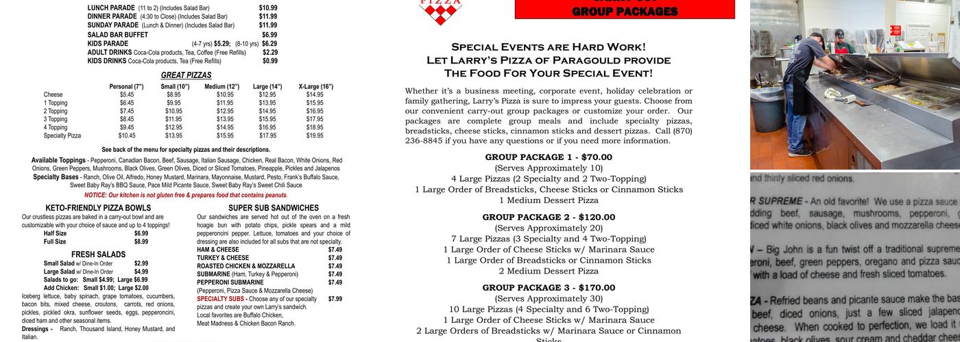 Larry's Pizza Of Paragould Menu