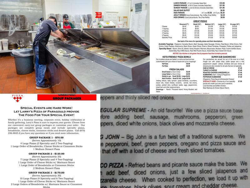 Larry's Pizza Of Paragould Menu