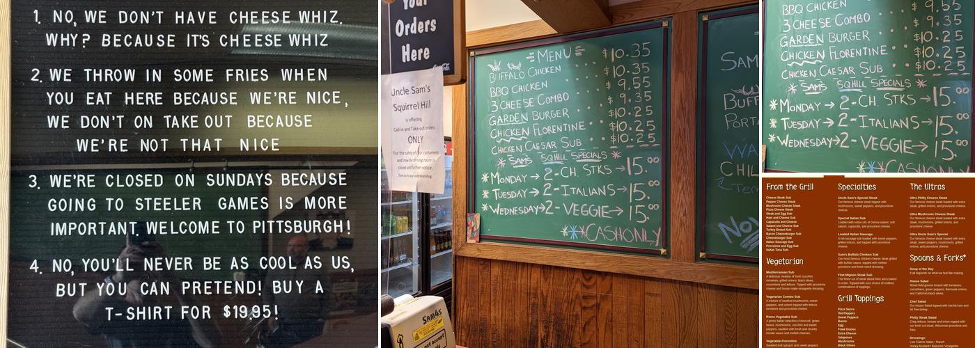 Uncle Sam's Submarines Menu