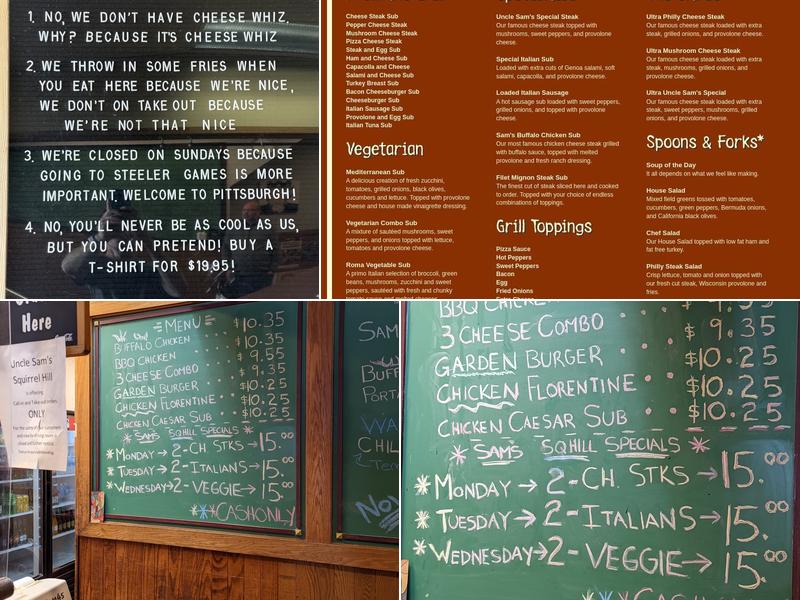 Uncle Sam's Submarines Menu