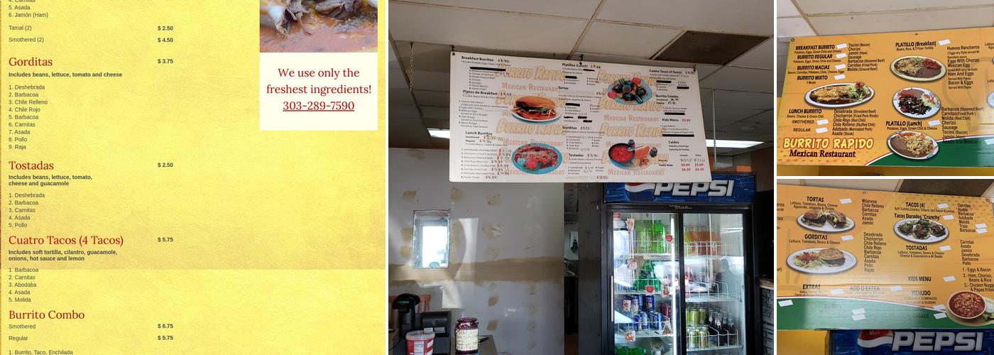 Burrito Rapido Menu