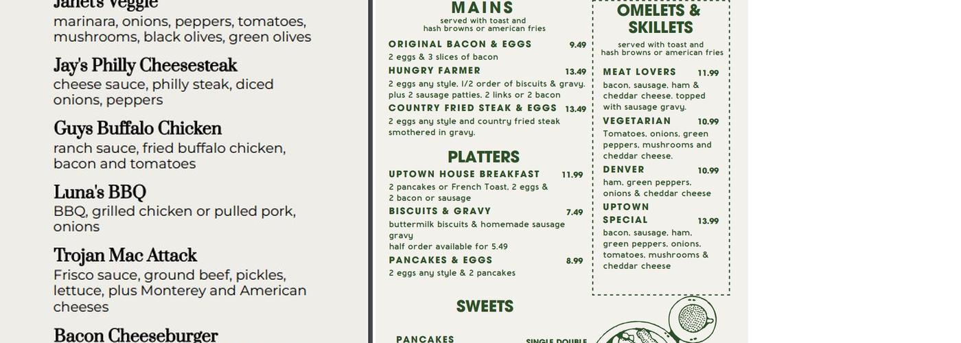 Uptown Cafe Menu