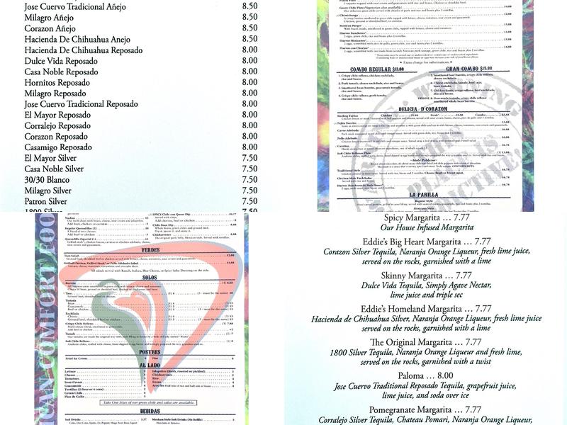 D'Corazon Mexican Restaurant Menu