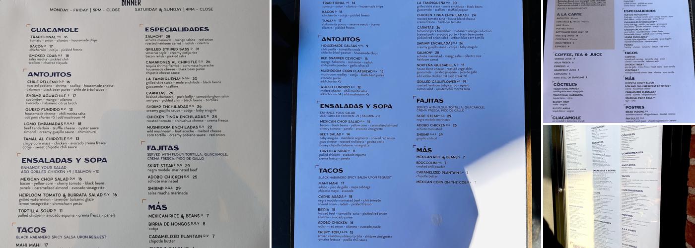 Tamayo Menu