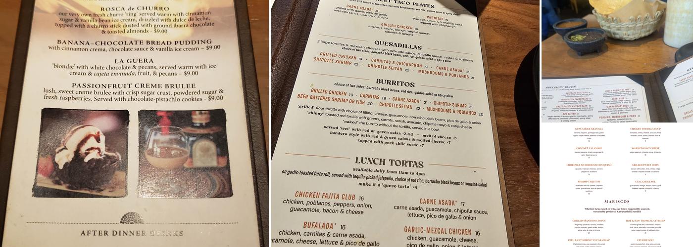 SOL Mexican Cocina Menu