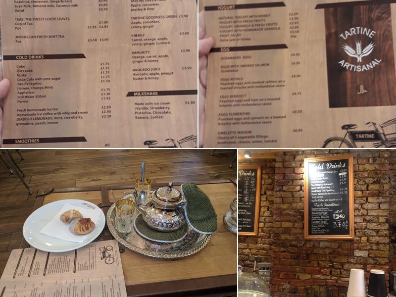 Tartine Artisanal Tooting Broadway Menu