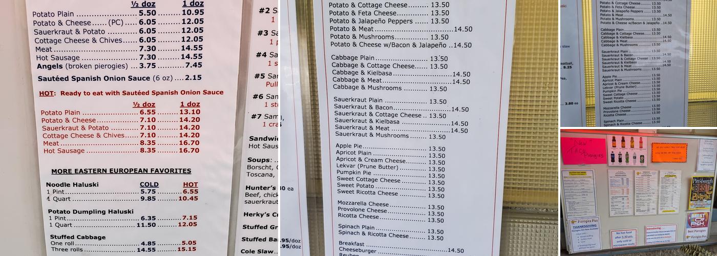Pierogies Plus Menu