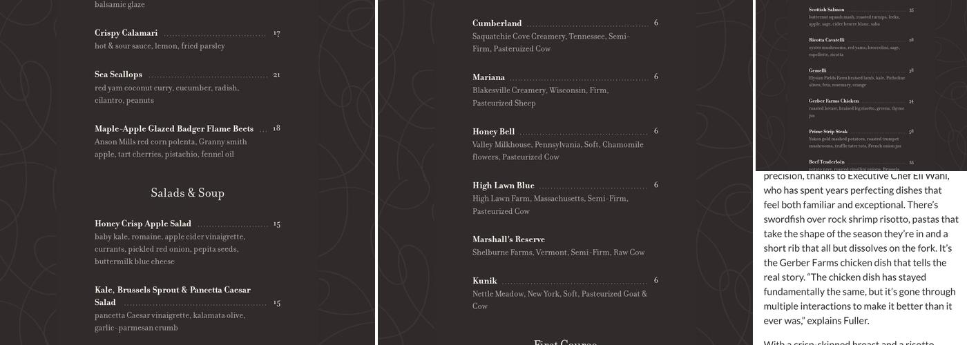 Eleven Menu