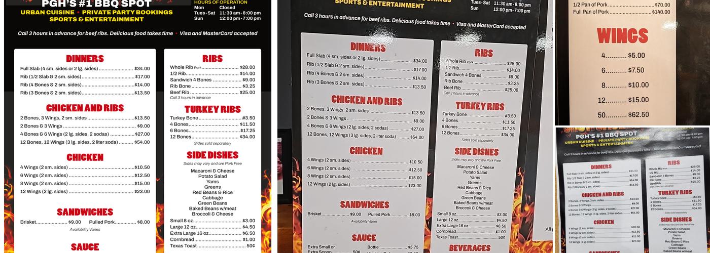 Showcase Barbeque Menu
