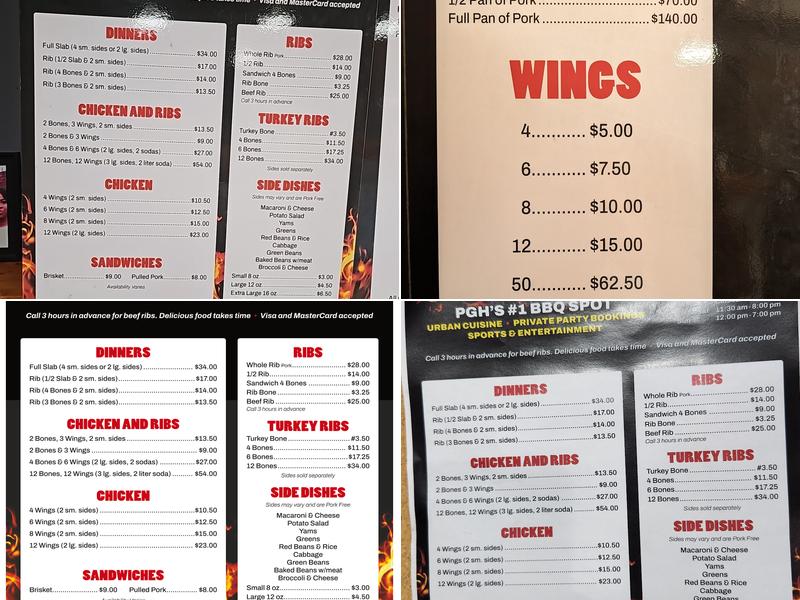 Showcase Barbeque Menu