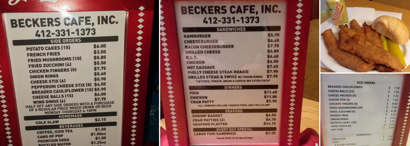 Becker's Cafe Menu