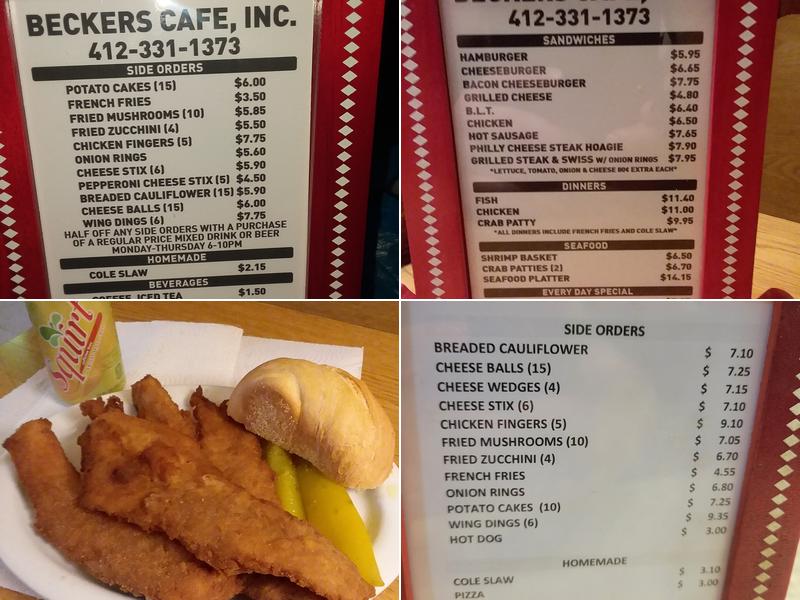 Becker's Cafe Menu