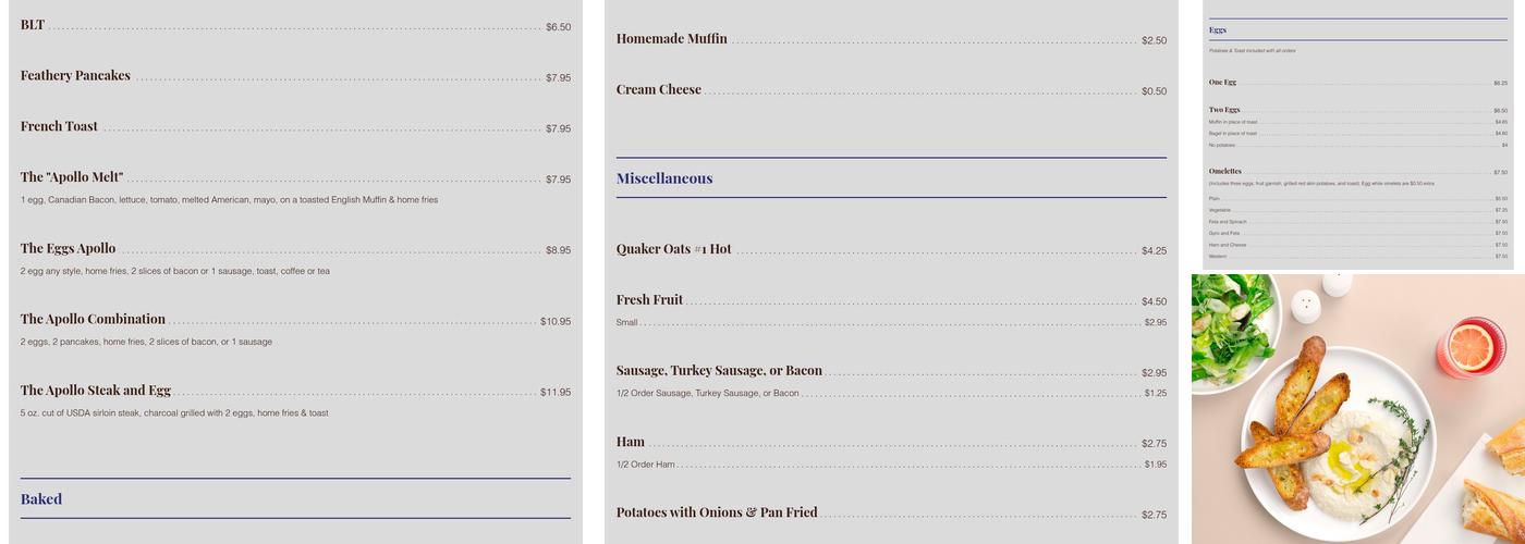 Apollo Cafe Menu