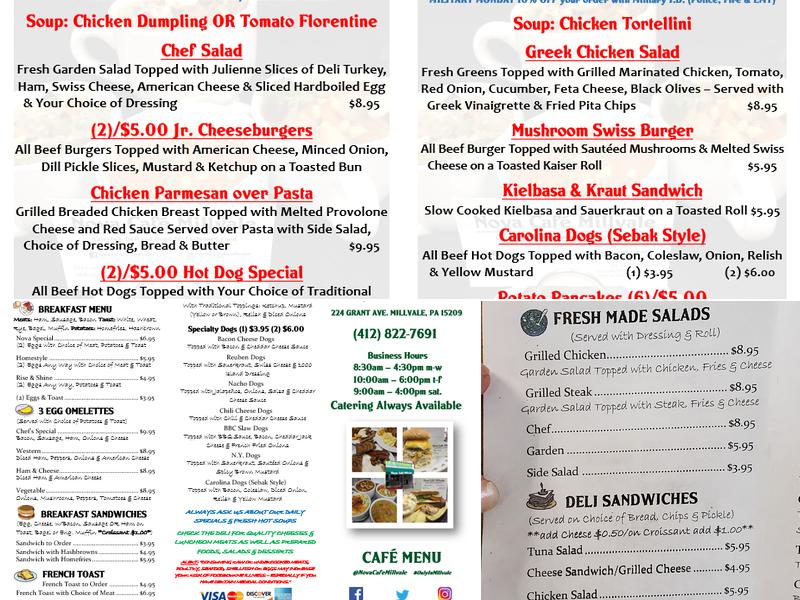 Nova Cafe Millvale Menu