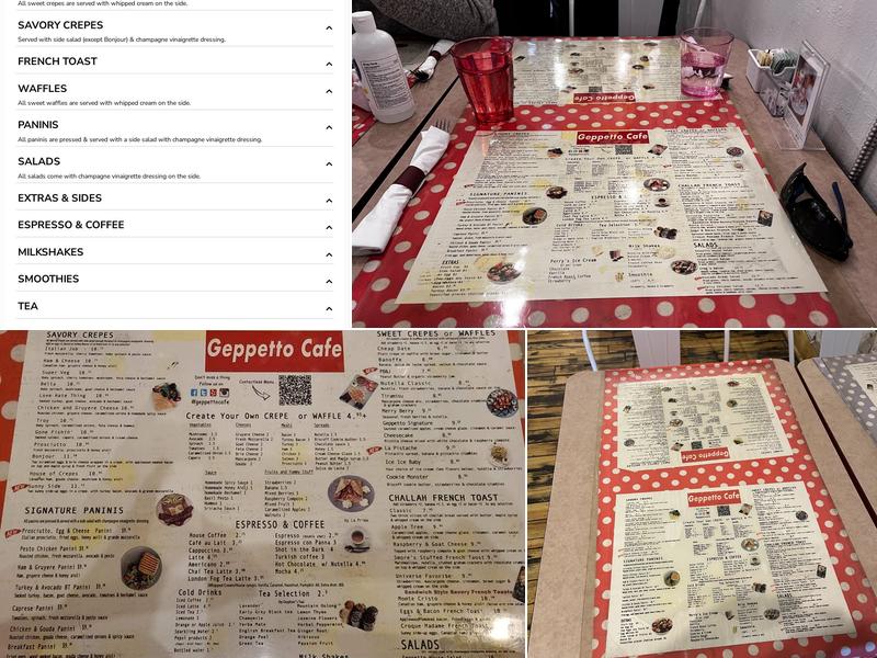 Geppetto Cafe Menu