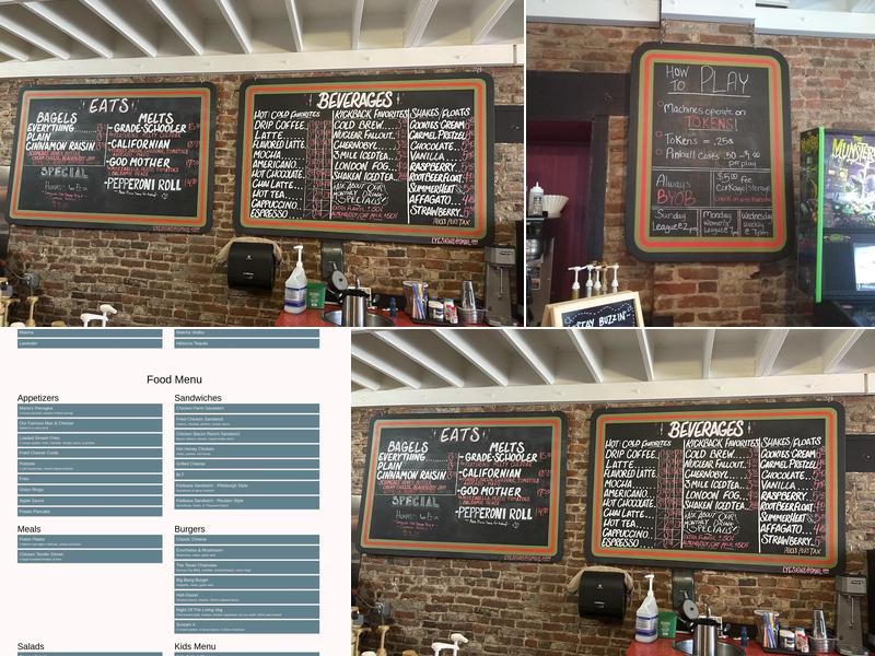 Kickback Pinball Cafe Menu