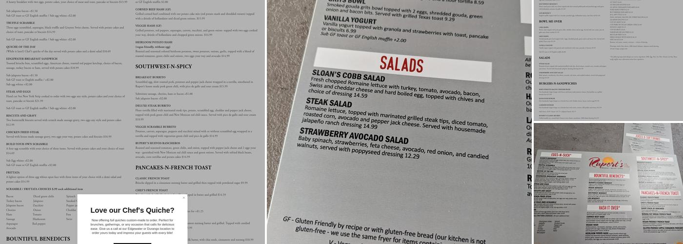 Rupert's at the Edge Menu