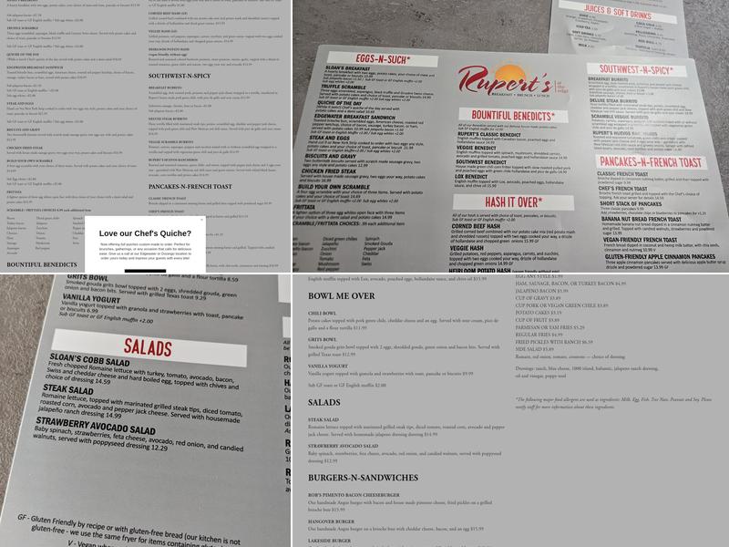 Rupert's at the Edge Menu