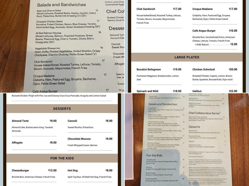 The Cafe Carnegie Menu