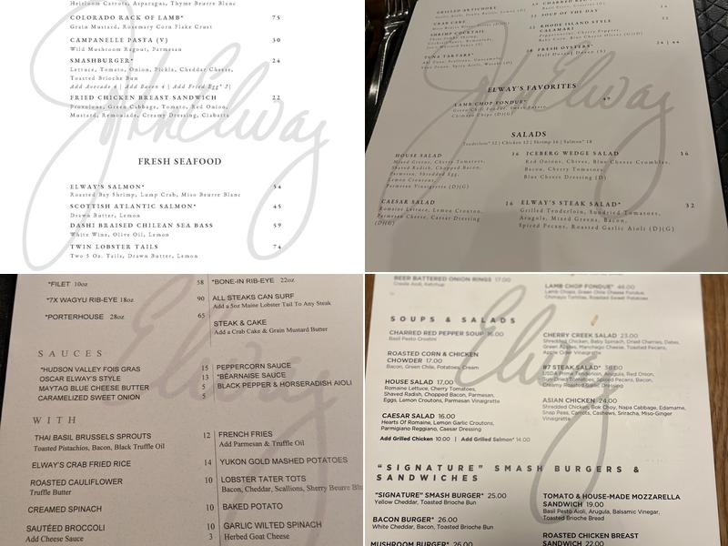 ELWAY'S DOWNTOWN Menu