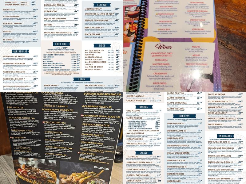 Plaza Azteca Méxican Restaurant | Robinson Township Menu