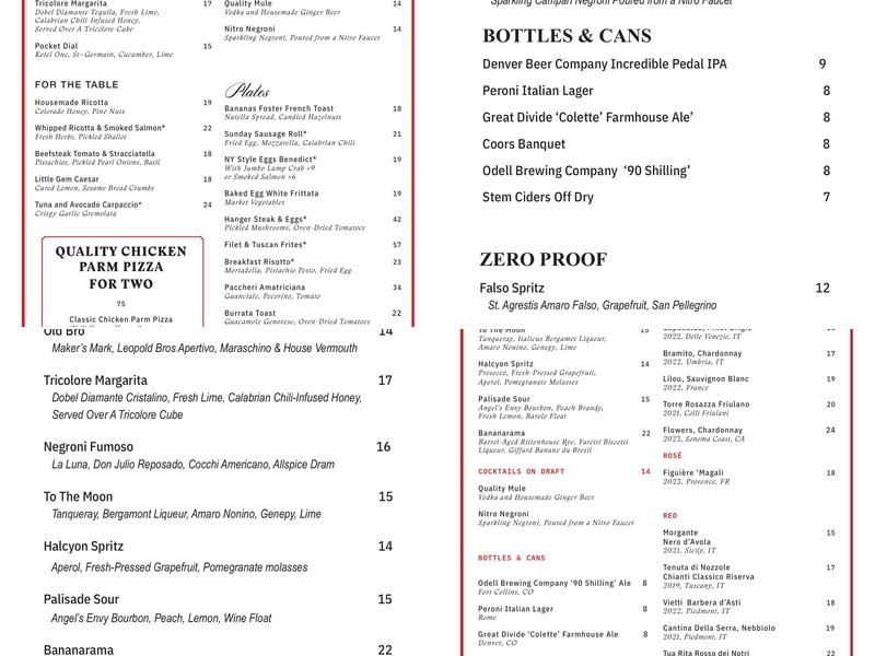 Quality Italian Menu