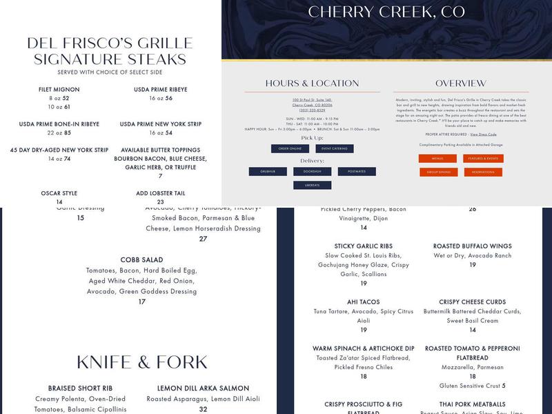 Del Frisco's Grille Menu