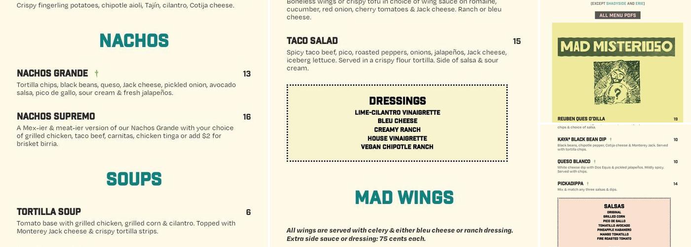 Mad Mex Menu