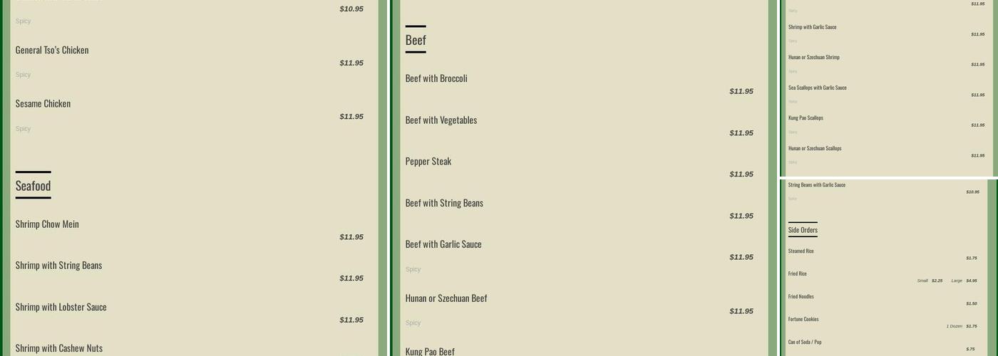 Phong May House Menu