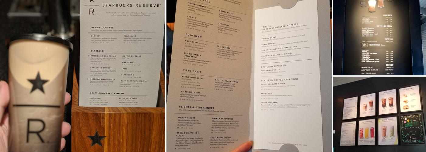 Starbucks Reserve Menu