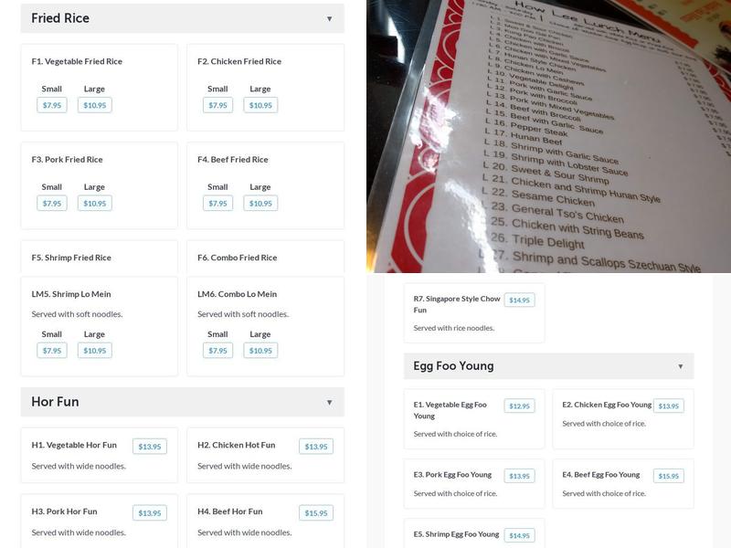 How Lee Chinese Restaurant Menu