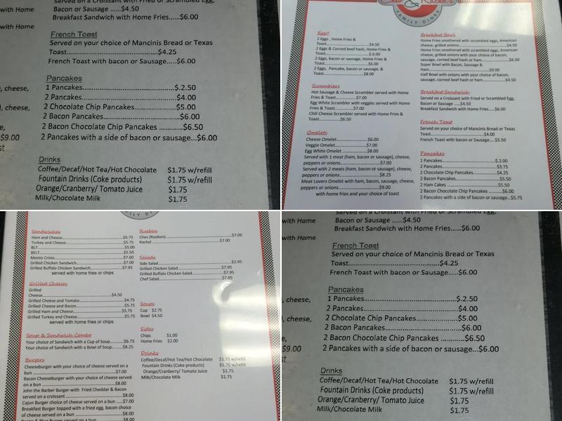 Chev & Rachel's Family Diner Menu