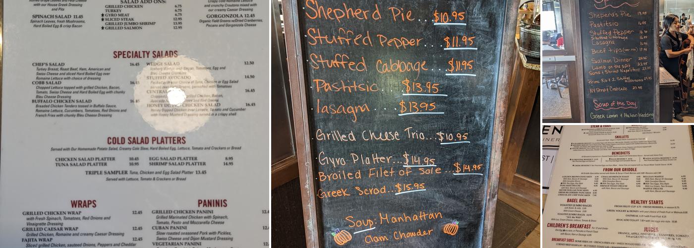 Central Diner & Grille Menu