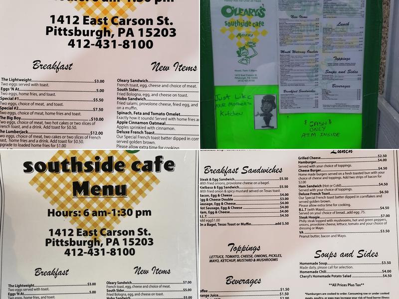 O'Leary's Restaurant Menu