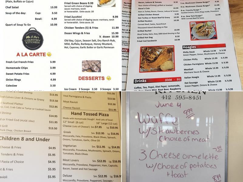 Ma and Pop's Country Kitchen Menu