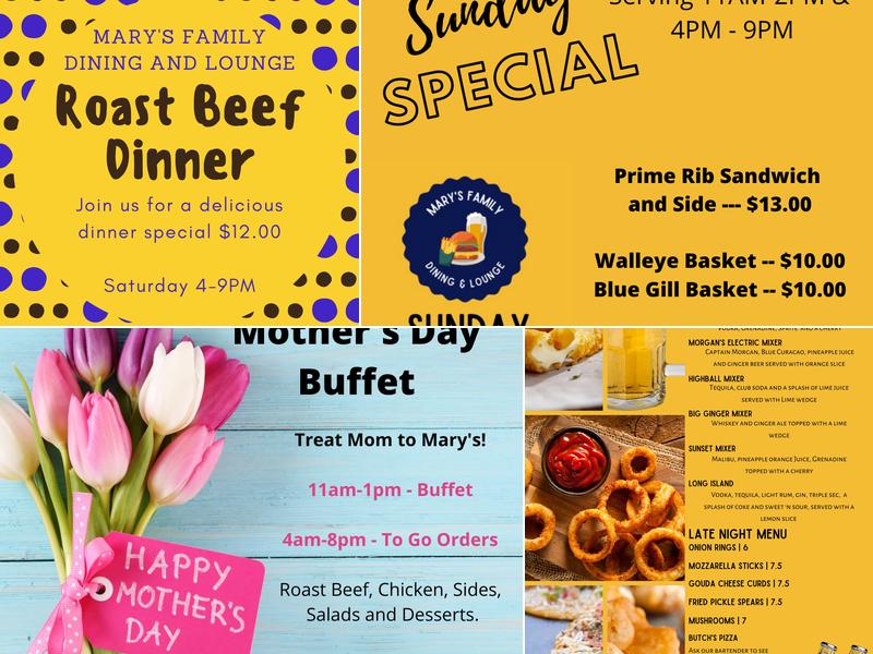 Mary's Family Dining and Lounge Menu