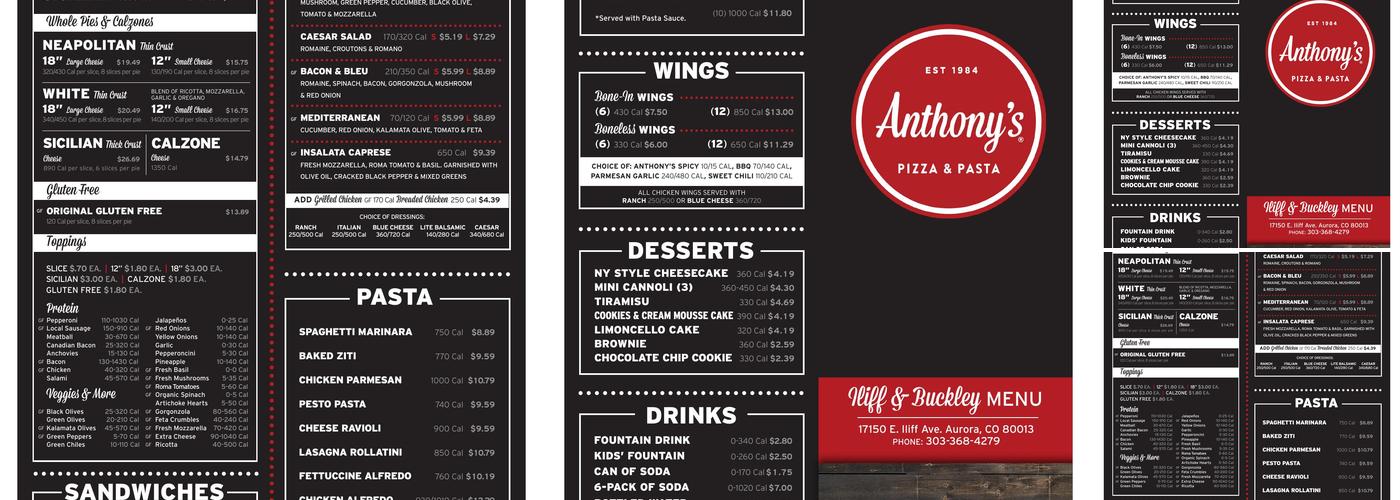 Anthony's Pizza & Pasta Menu