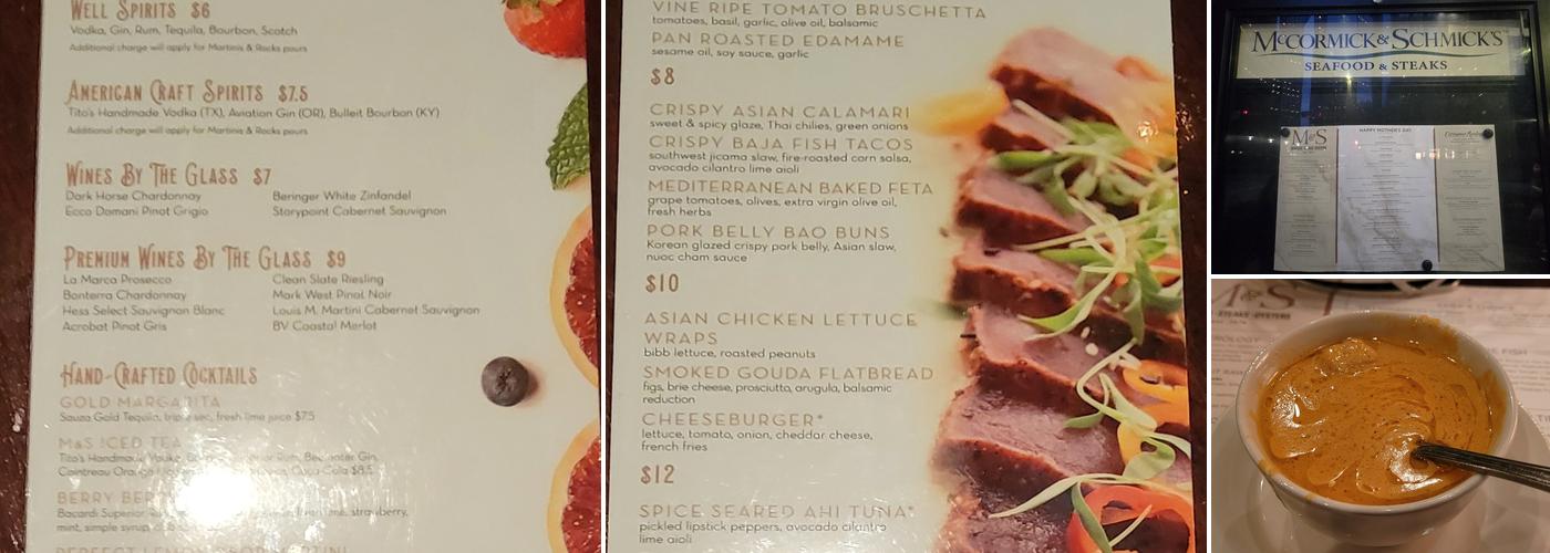 McCormick & Schmick's Seafood & Steaks Menu