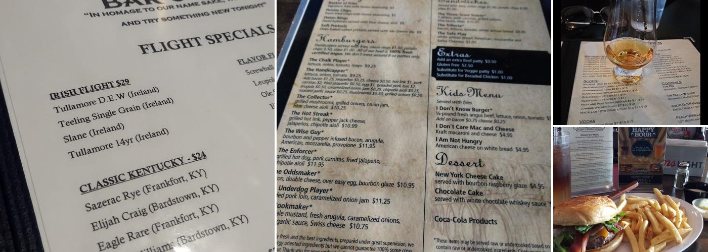 Bookmakers Burgers Bourbon Brews Menu