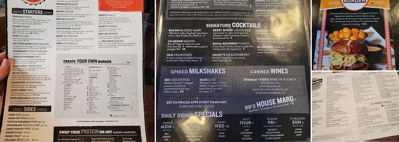 Bad Daddy's Burger Bar Menu