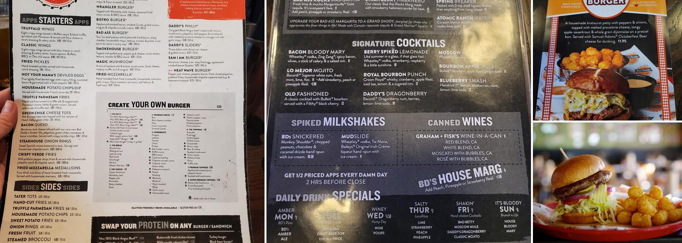 Bad Daddy's Burger Bar Menu