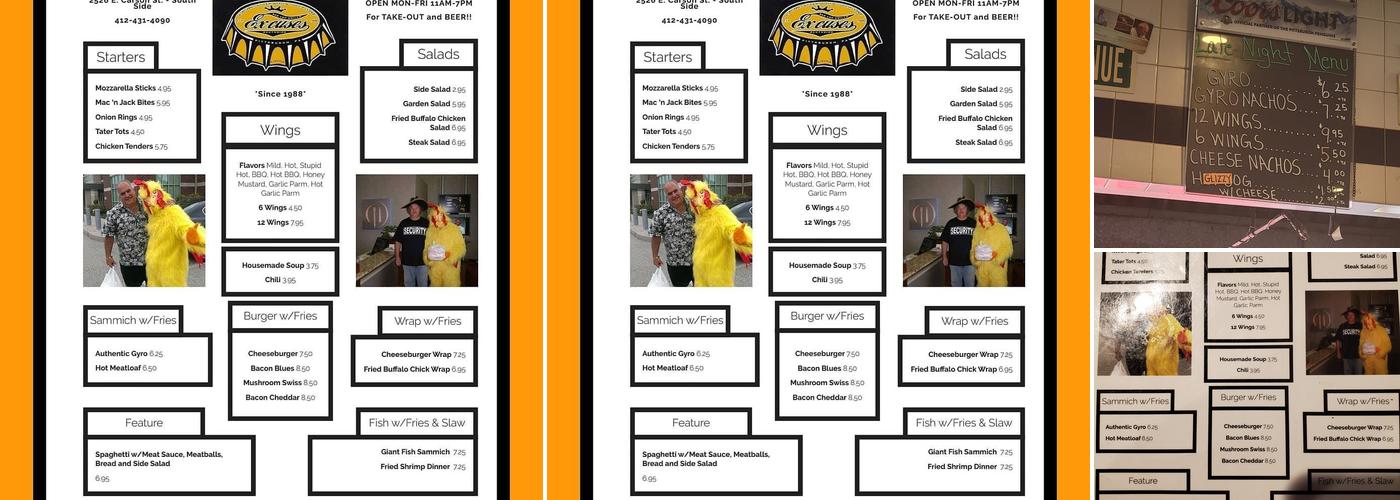 Excuses Bar & Grill Menu