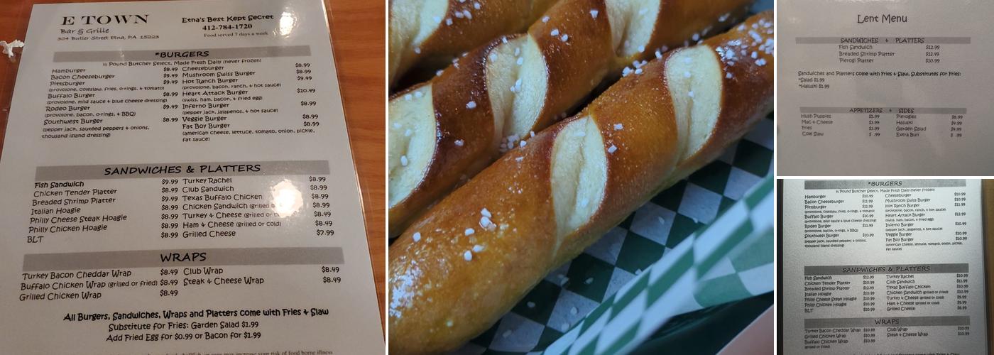 E Town Bar & Grill Menu