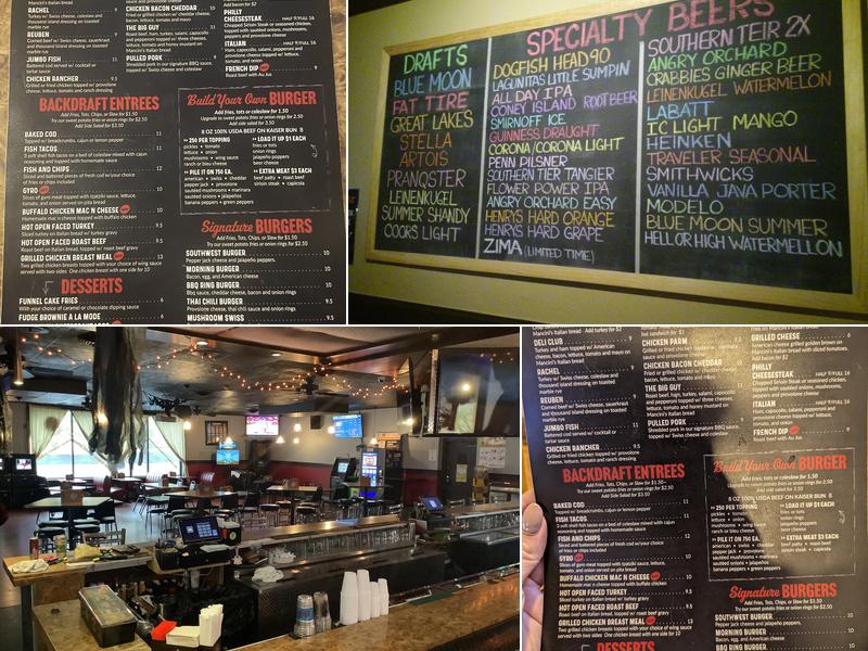 Backdraft Bar and Grill Menu