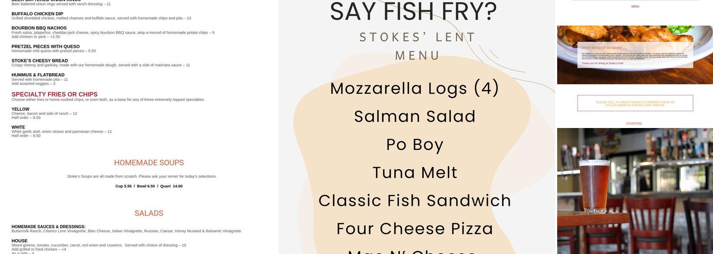 Stoke’s Grill Menu