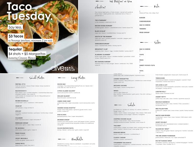 Dive Bar & Grille (North Hills) Menu