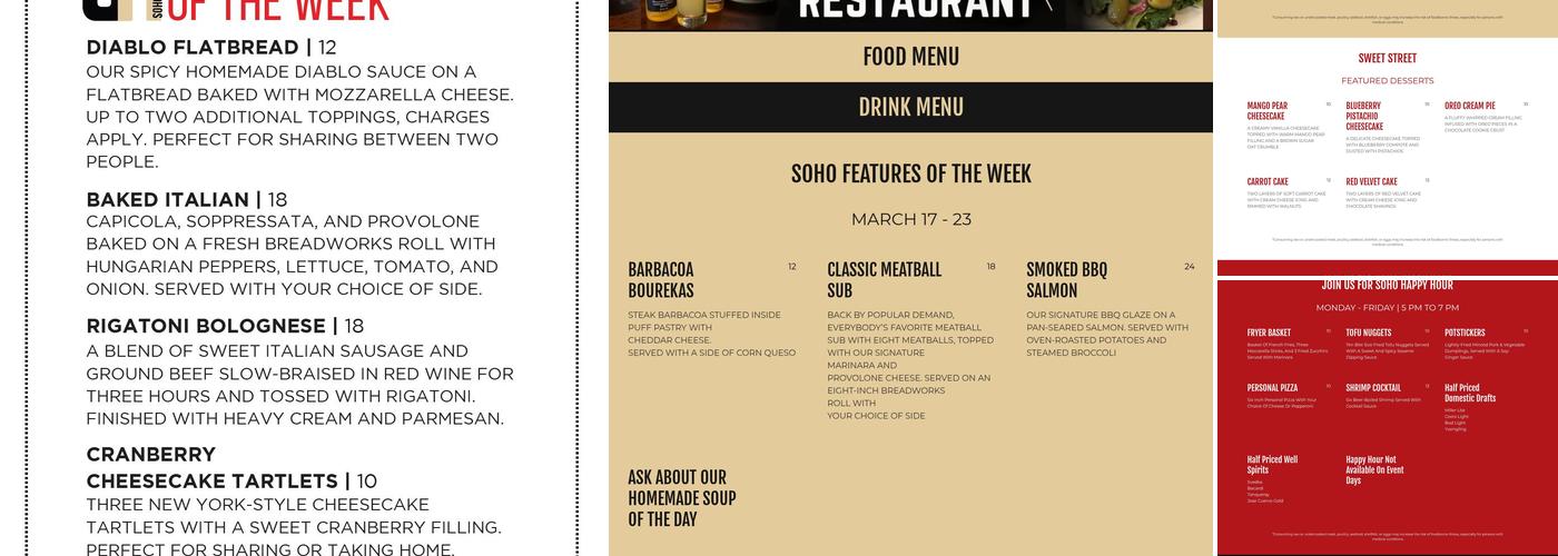 SoHo Menu
